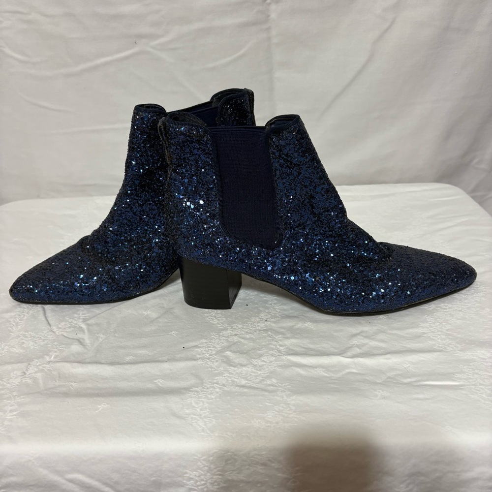 Forever 21 Chelsea Sparkling Blue Ankle Boots size 6 - Picture 3 of 11